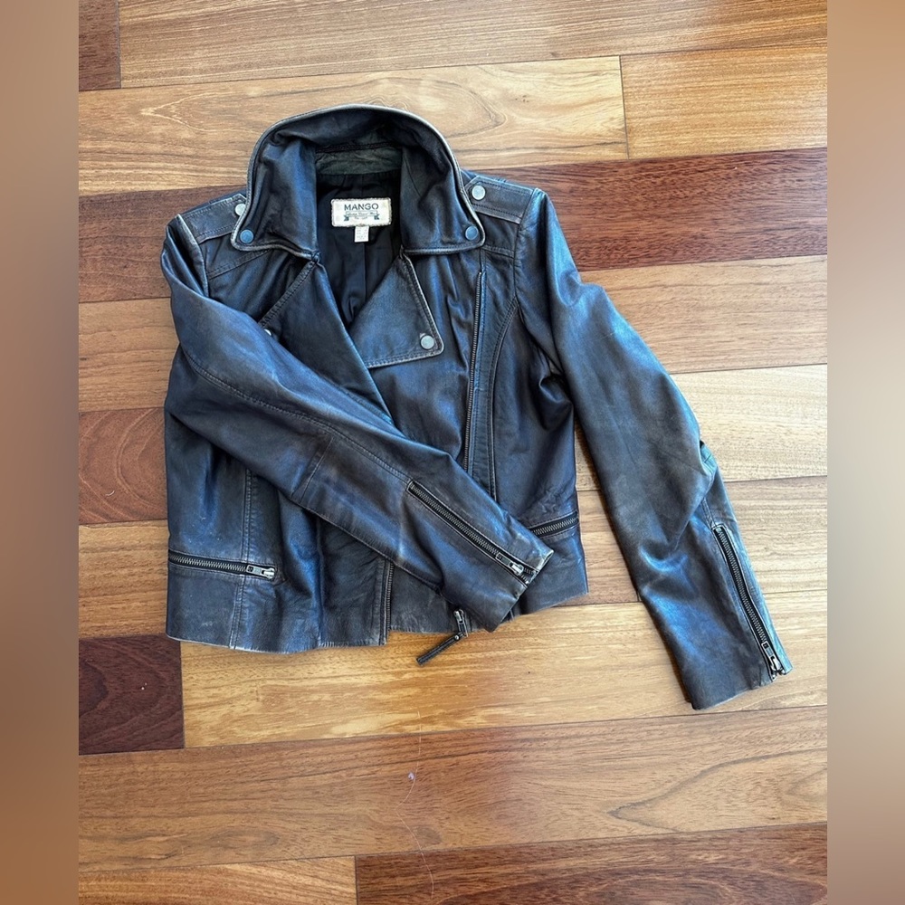 Mango leather jacket - Picture 3 of 14
